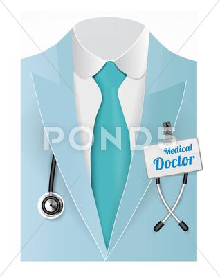 Stock Illustration of Close up of a doctors lab blue coat