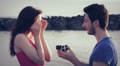 man declares his love to a woman. man gives a ring to a woman. marriage proposal Video