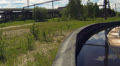 Timelapse of water treatment unit moving with camera on board around pond Video