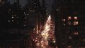 city by night. traffic lights. transportation. street. aerial view. nyc.