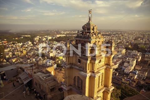 Asia, India, Tamil Nadu, View Of Temple With Trichy City