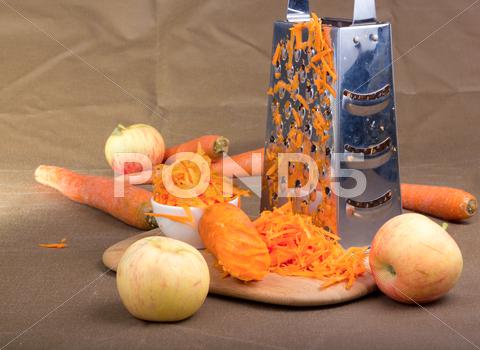 Stock photo of grated carrot.