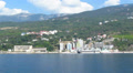 boat against the sea and mountains Video