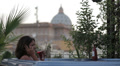 luxury spa - woman on the cell phone in jacuzzi - view of saint peter - wine Video