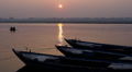 Boats on the Ganges at Sunrise in Varanasi, India