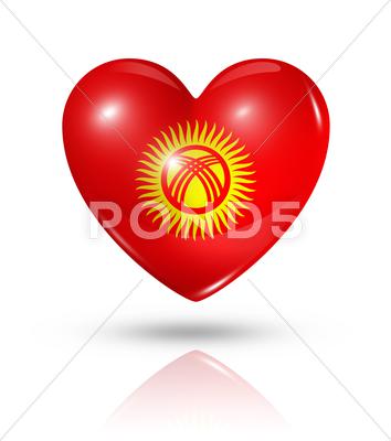 Stock Illustration of love kyrgyzstan, heart flag icon