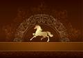 horse silhouette on vintage floral background
