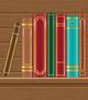 books on wooden shelf illustration