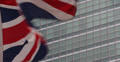 Ultra HD 4K United Nations Building in NYC British Flag Waving Blowing Wind Video