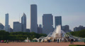 Chicago downtown cityscape with Buckingham Fountain