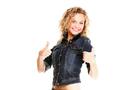 beautiful young woman blonde in jeans isolated