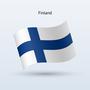 Finland flag waving form. Vector illustration.