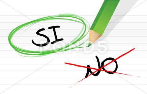 Stock Illustration of yes and no selection in spanish illustration design on a notepad