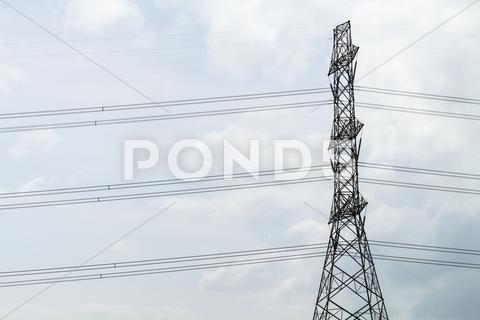 Stock photo of power transmission tower