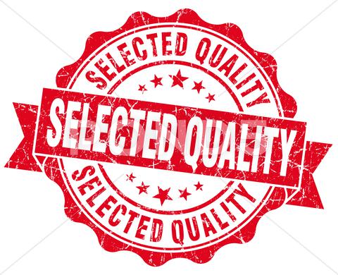 Stock Illustration of selected quality grunge red vintage round isolated seal