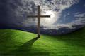 christian cross of christ in field