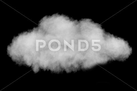 White Puffy Cloud Isolated On Black Background