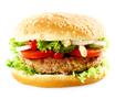 cheeseburger with meat, onion, salad and ketchup