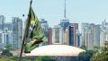 Waving brazilian flag on Sao Paulo