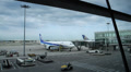 a plane is waiting for passengers for boarding