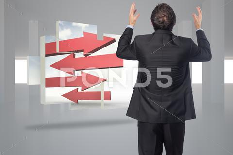 Stock Illustration of Composite image of stressed businessman gesturing