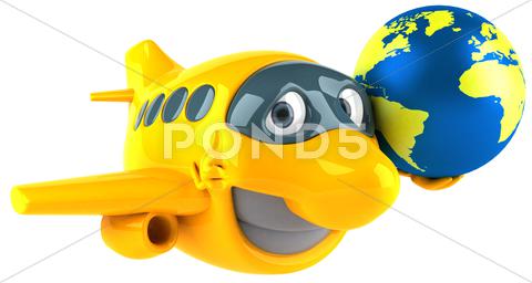 Stock photo of Planet earth and airplane
