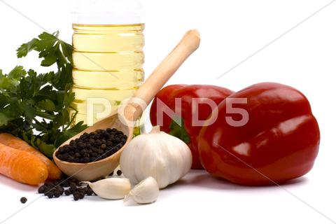 Stock photo of vegetables and oil