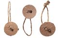 tree rough hanged cardboard button TAGs with rope