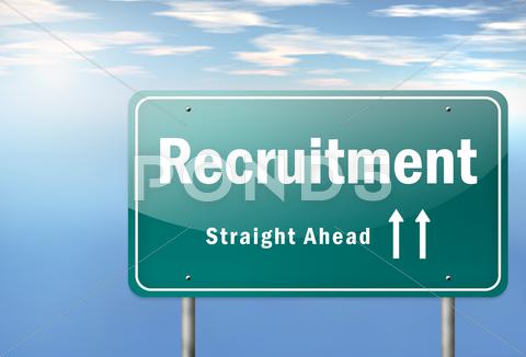 Stock Illustration of highway signpost "recruitment"