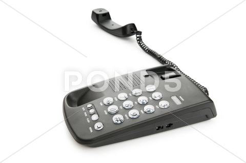 Stock photo of Black phone isolated on the white background