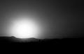 Dark photo of twilight with sunset in black and white