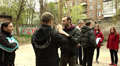 Cinema Actors train a fight scene on street.Editorial Video