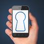Information concept: Keyhole on smartphone