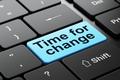 Timeline concept: Time for Change on keyboard background