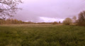 Wide grassy landscape at a sunny cloudy day Video