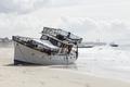 Cabin Cruiser Runs Aground Photo