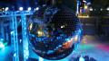 Blue spinning glitterball near dancefloor Video