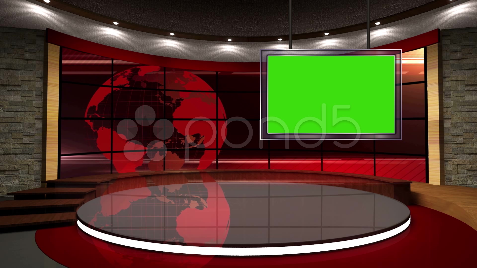 News Tv Studio Set 07 Virtual Green Screen Background Loop Stock