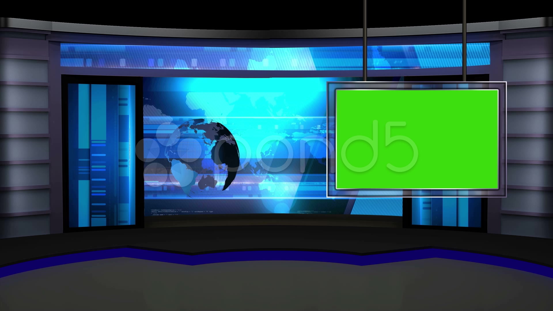 News Tv Studio Set 13 Virtual Green Screen Background Loop Stock