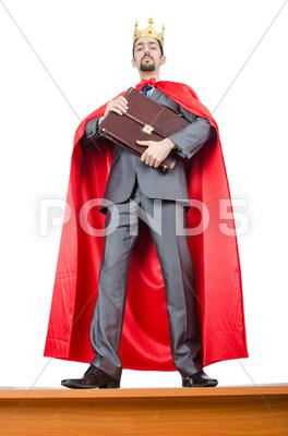 Stock photo of Man in red cover on white