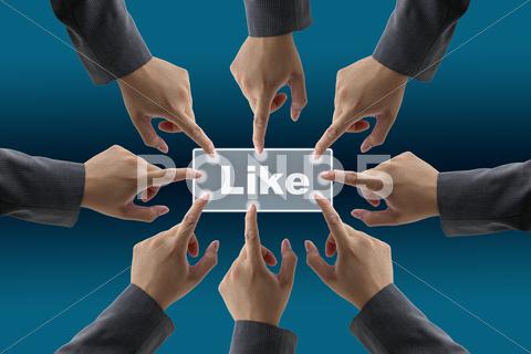 Stock photo of like button teamwork