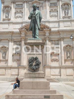 Stock photo of Manzoni statue, Milan