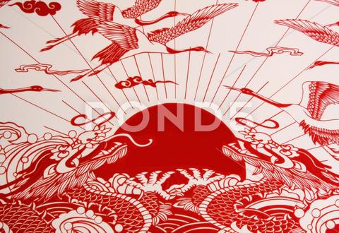 Stock photo of Dragon,This paper-cut shows the Dragon, one of the Chinese Zodiac.