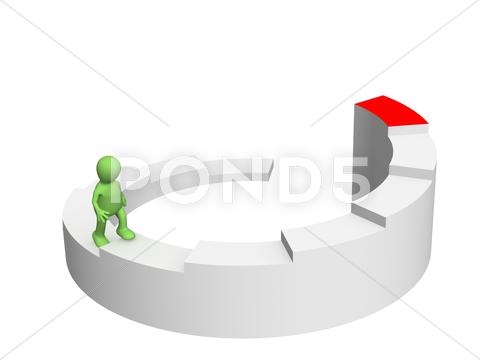 Stock Illustration of Die 3D-Person - Marionette, steigt unter dem Diagramm