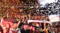 Jubilation Crowd Happiness Colored Paper Confetti Enthusiastic Young People Fans Video