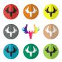 vector group of deer head in the circle