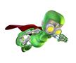 Cute green metal robot superhero character