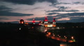 City night panorama with small fortress. Focus approach Video