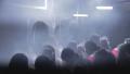 Nightclub full of people, flashing lights in dark dance hall Video