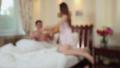 Female bringing partner a tray with delicious breakfast in bed Video